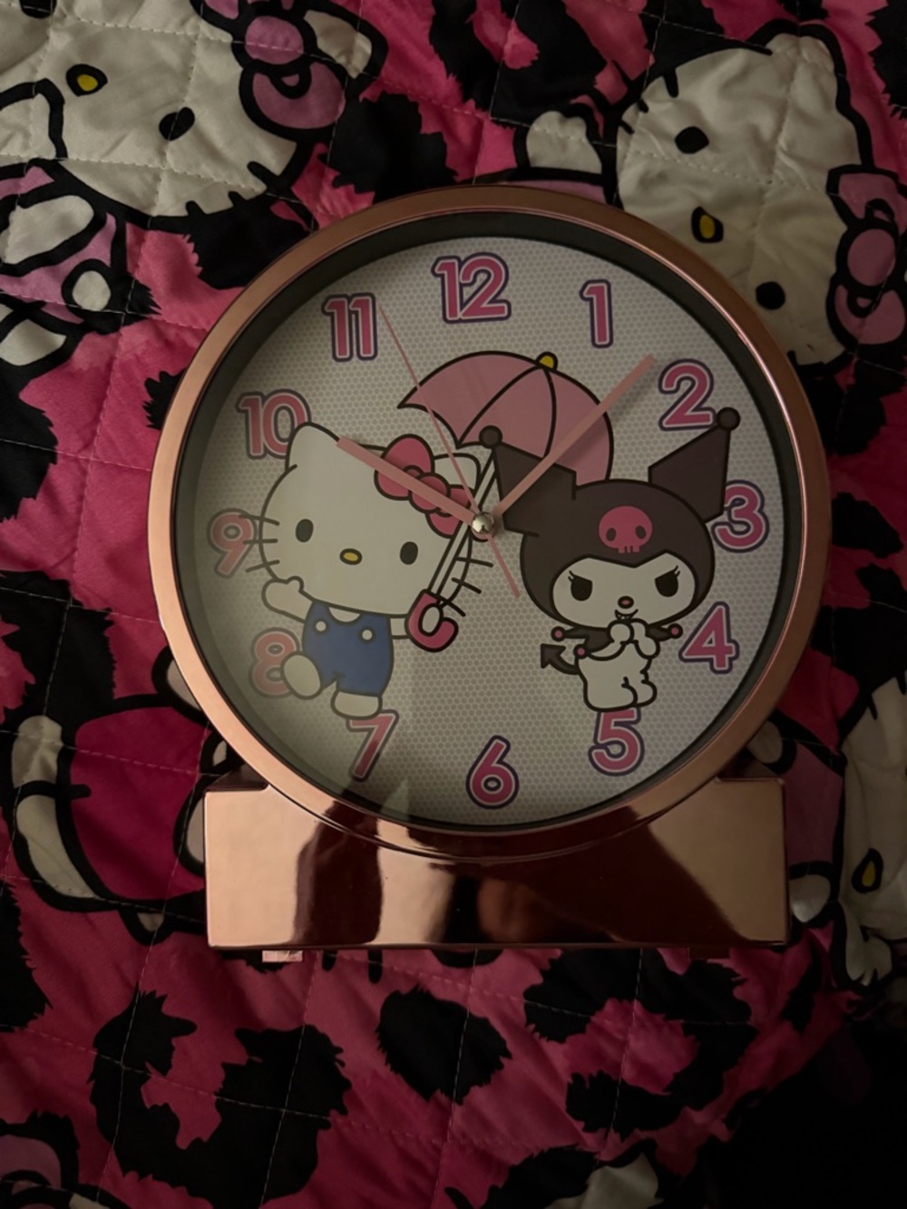 Sanrio Pink and White Hello Kitty & Kuromi Desk Clock
